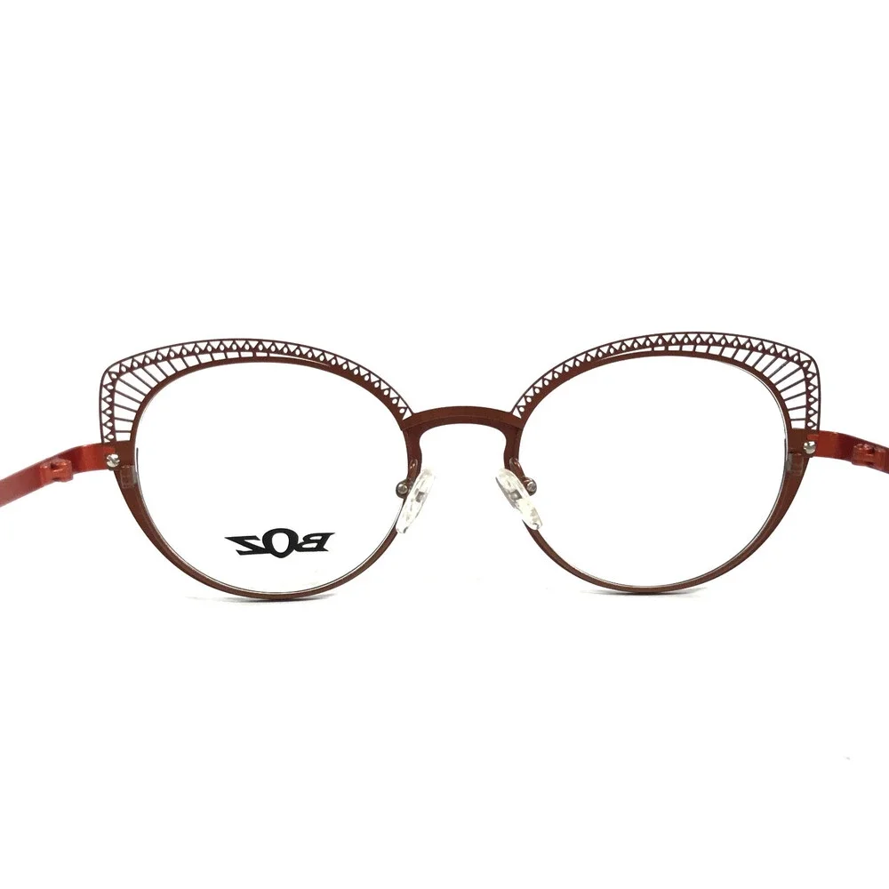 BOZ Eyeglasses Frames ICACOS 9000 Satin Black Brown Orange Cat Eye 48-19-140